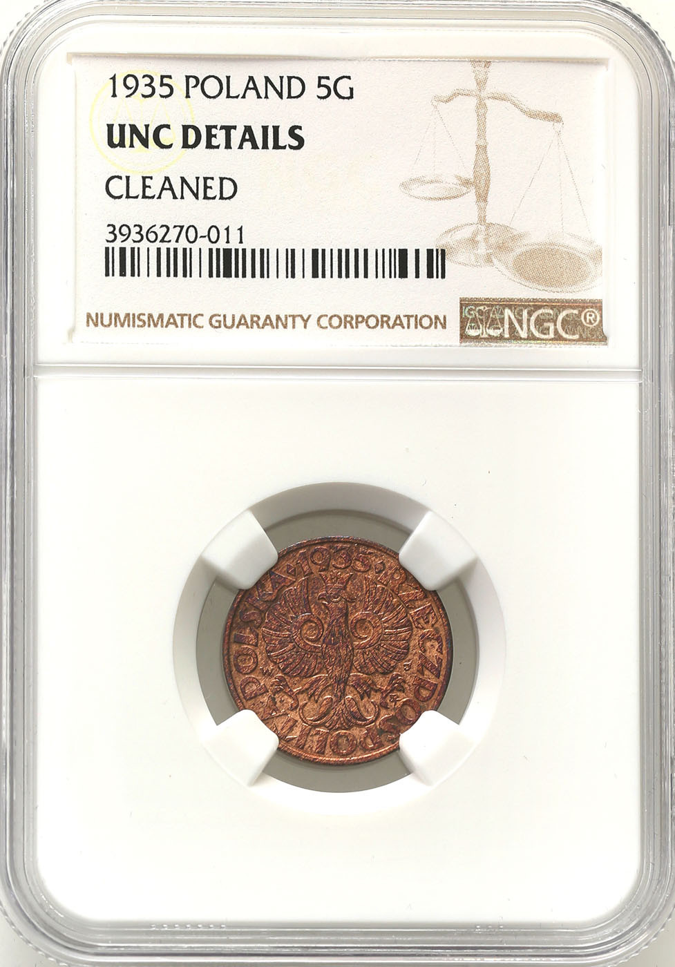 II RP. 5 groszy 1935 NGC UNC